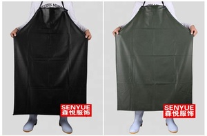 Delantal de vinilo impermeable, delantales de trabajo ajustables para lavar platos, limpieza de peces, jardinería, carnicero y cuidado de perros, color negro - Product Image 6