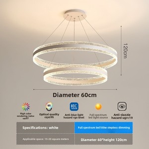 Lustre suspendu rond moderne et minimaliste en acrylique pour salle à manger, cuisine, chambre et salon, source LED, base en fer - Product Image 4