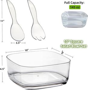 <b>Large</b>-capacity Eco-Friendly Transparent Acrylic Modern Food Salad Serving and Stirring Container with Utensils Included - Product Image 4
