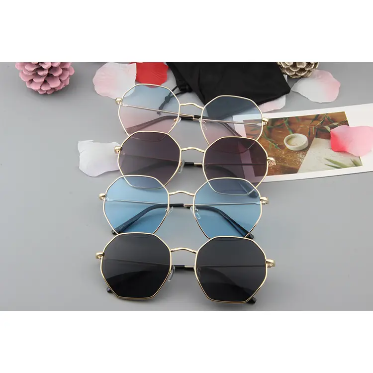 Pellicola a colori promozionale moda poligono decorativo lenti colorate chiare occhiali da sole ottagonali occhiali da sole con sfumature oversize