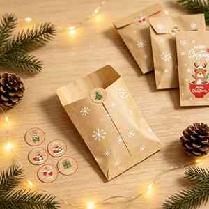 <b>Party</b> Favor Supplies Envelope 12/24/48 Pcs Gift Candy Small Kraft Christmas Paper <b>Bag</b> Set - Product Image 3