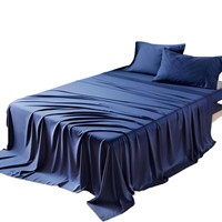 Draps de lit en sergé de fibre de bambou 400TC, style moderne minimaliste, doux et soyeux, teinture réactive, couleur unie, personnalisable