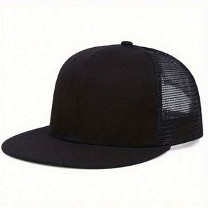 Wholesale Blank Snapback Cap Custom Embroidery Logo <b>Flat</b> Bill Mesh Snapback Trucker <b>Hats</b> - Product Image 2