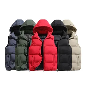 Wholesale Plus Size Winter Body Warm Men's Sleeveless Hoody Zip up Puffer Vest