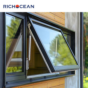 Fenêtres <span class=keywords><strong>à</strong></span> auvent en aluminium noir <span class=keywords><strong>à</strong></span> économie d'énergie RICHOCEAN, fabrication directe d'usine, double vitrage Low-E, fenêtre <span class=keywords><strong>à</strong></span> battants - Product Image 5