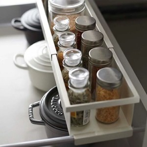 <b>Kitchen</b> Cabinet Pull Out <b>Drawer</b> <b>Organizer</b> Expandable Rectangular White And Black For Kitchenware Storage - Product Image 1
