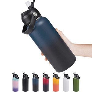Bouteille d'eau isotherme en acier inoxydable de 32 oz avec bec verseur en silicone souple, gobelet de voyage à double paroi, sans BPA, anti-fuite - Product Image 2