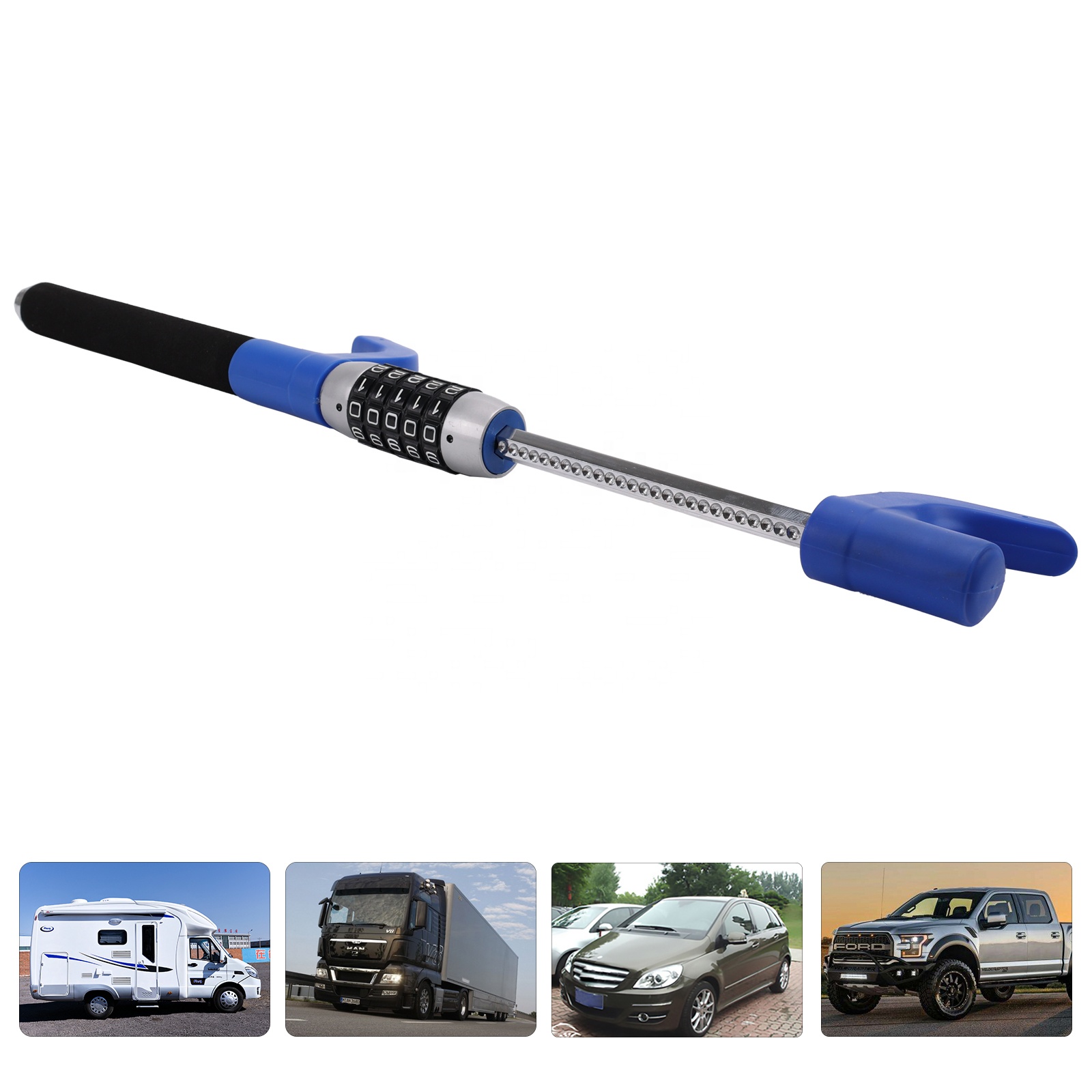 Farbin FB-MMS-Blue: Universal Anti-Theft Car Steering Wheel Lock - Heavy Duty Security Device