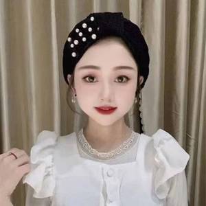 YASEEN Pearl Beaded Breathable Decorative <b>Hat</b> Women, Elegant Ethnic Style Four-Season Headwear <b>for</b> <b>Weddings</b> - Product Image 1
