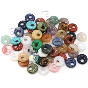 18mm Healing Agate <strong>Jade</strong> Crystal Donut Pendant Natural Gemstone Large Hole Ring Vintage Jewelry Necklace Accessories <strong>Stone</strong> Beads - Product Image 1