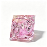 LuxeRoll Ensemble de dés en résine à noyau liquide Rose Fleur de Cerisier, 7 pièces, à bords vifs, polyédriques, pour DND et jeux de table, vente en gros, personnalisable