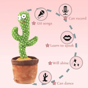 Cactus de Peluche Bailarín, Juguete Musical Interactivo con Luces LED, 120 Canciones, Imita la Voz del Usuario, Funciona con Batería - Product Image 4
