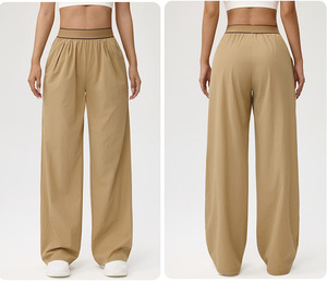 Pantalon de sport <span class=keywords><strong>taille</strong></span> haute pour <span class=keywords><strong>femme</strong></span> avec logo personnalisé, poches latérales, <span class=keywords><strong>taille</strong></span> élastique, idéal pour la gym et la course à pied - Product Image 3