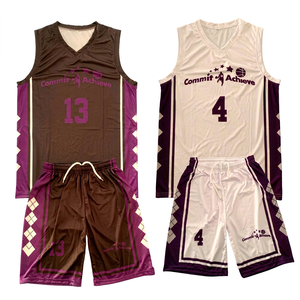 Ensemble de maillot et short de basket-ball personnalisés sublimés SIBRIN |   Concevez votre propre nom et numéro d'équipe |   100% polyester - Product Image 1