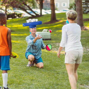 Chapeau <span class=keywords><strong>gonflable</strong></span> de bière pong triangulaire - Porte-boissons à 6 trous pour fête à la piscine, jouet de <span class=keywords><strong>jeu</strong></span> interactif à lancer - Product Image 3
