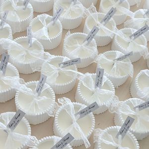 LANJO Elegant Aromatherapy White Lace Scented Soy <b>Wax</b> <b>Candle</b> with Custom Name Label for Wedding Favor and Party Events - Product Image 1