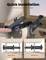 Support de téléphone de voiture en métal télescopique pliable pour appuie-tête avec bras d'extension pour téléphones et tablettes de 4,7 à 12,9 pouces sur les sièges arrière