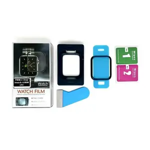 Kit pelindung layar jam tangan PMMA lem penuh 3D lembut alat Film kekerasan 9H untuk jam tangan Apple 45mm & Seri 9 Ultra2 49mm