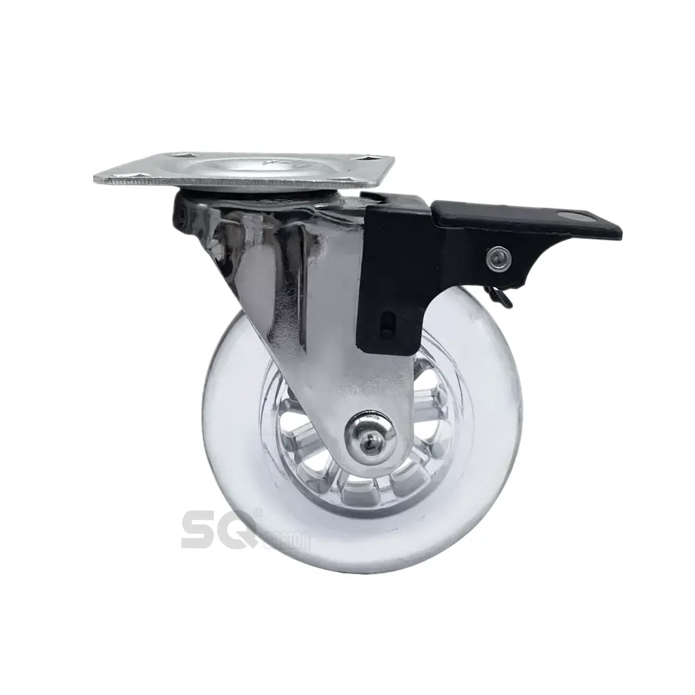 Roda kastor PU transparan RODIZIO 75mm/3 inci kustom untuk roda logam campuran furnitur rumah tangga untuk audi q5