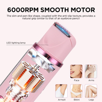 PRITECH Rasoir Stylo 2-en-1 pour Femme, Précision 0,2 mm, Tondeuse Bikini Sans Fil, Épilateur Facial Effaceur de Poils, Rasoir Rouge à Lèvres avec Type-C