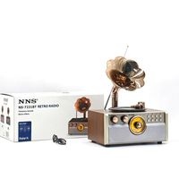 Radio vintage pour la maison avec cornet de phonographe, 3 bandes AM FM SW, USB/TF, batterie Li-ion 1800mAh 18650, Bluetooth sans fil, câble USB, bouton rétroéclairé NS-7231BT