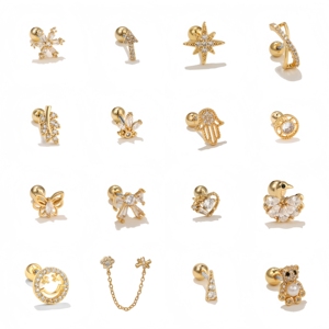 Tùy chỉnh thiết kế 18K vàng mạ OL động vật Sao Bông tai titan thép không gây dị ứng không thấm nước piercing đồ trang sức thời trang đinh tán - Product Image 1