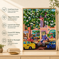 Kit de Peinture Diamantée Imprimée KS Craft Spring Street + Art Paysager Urbain Fleuri + Diamants Scintillants Spéciaux + DIY Écologique