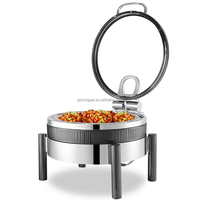 XINGPAI Équipement de Restauration : Plat de Réchaud Rond en Acier Inoxydable Noir Royal pour Buffet, Chauffe-Plats de Buffet pour Dubaï