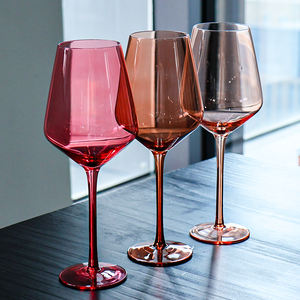 Новый дизайн, Свадебный логотип, роскошный цвет, для домашней вечеринки, большой бордовый бокал для вина, красочный стеклянный бокал - Product Image 3