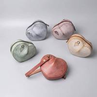 Tas Selempang Kulit Asli Bentuk Hati Buatan Tangan Rantai Tas Kulit Sapi Vintage Misty Wax Jahitan Tangan Retro Fashion Crossbody