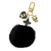 Porte-clés mignons avec pompons, porte-clés boule rose, chaînes perlées, sangles, pendentif trèfle à quatre feuilles, breloque ours pour téléphone, porte-clés moelleux