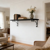 Étagère murale flottante décorative en bois blanc de style vintage, robuste, grande capacité, avec supports à motifs, pour cuisine