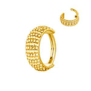 Mode boucle d'oreille Piercing bijoux charnière Segment cerceau anneau ASTM F136 titane bumped coupe côté grand cerceau anneau bijoux femmes hommes - Product Image 6