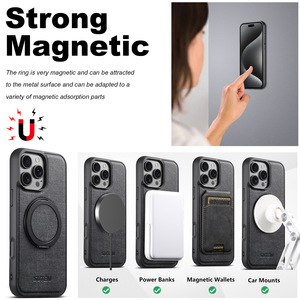 Funda de teléfono con textura de lona con soporte giratorio de metal Funda de teléfono magnética para <span class=keywords><strong>iPhone</strong></span> 16 Pro Max 15 14 - Product Image 5
