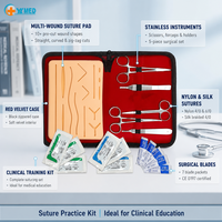 Kit de formation aux sutures avec modèle anatomique médical et outils d'anatomie biologique en silicone, 17 pièces