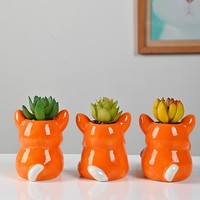 Pot Bunga Keramik Corgi Kreatif dan Lucu, Pot Tanaman Hias Meja Bergaya Kartun, Ornamen Dekoratif Impor
