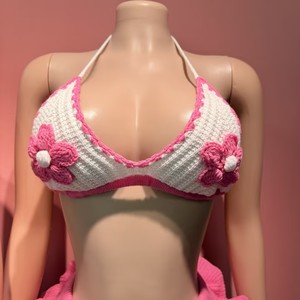 Top estivo lavorato a maglia con bordo arricciato e pantaloncini a vita alta, <span class=keywords><strong>costume</strong></span> da bagno da spiaggia per donna - Product Image 3