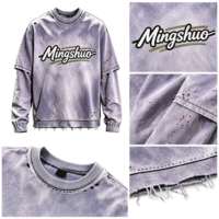 T-shirt Homme Personnalisé Vintage Délavé à l'Acide Effet Vieilli Teinture Minérale Tie-Dye Coupe Oversize Grunge Déchiré Streetwear Coton Lourd