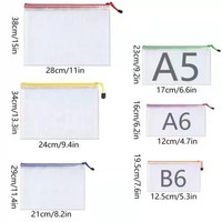 Pochette zippée en maille A6 durable, en PVC |   Sac de rangement pour fournitures de bureau pour étudiants, rangement pour puzzles et jeux de société
