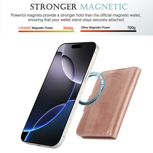 Cartera magnética delgada de cuero PU con logotipo personalizado para niñas, cartera con tarjetero magnético de cuero con tapa para iPhone 17 16/15/14 Pro Max - Product Image 4