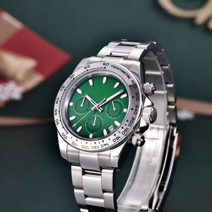 Reloj de Pulsera Vintage de Moda con Esfera Verde OEM, Relojes de Cuarzo para Hombre, Relojes Clásicos de Lujo con Cronógrafo - Product Image 3