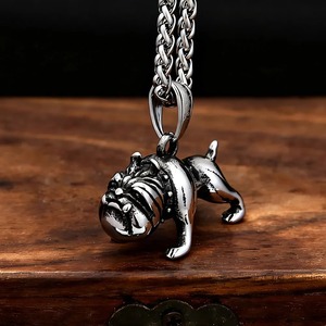 Collier pendentif bouledogue français vintage poli Yueli en acier inoxydable, bijoux animaliers 3D unisexe, cadeau d'Halloween - Product Image 2
