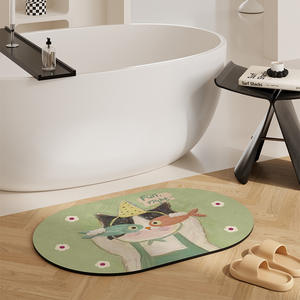 Alfombra de Baño XJD Ovalada de Tierra de Diatomeas Antideslizante con Diseño de Gatito de Dibujos Animados para Baño, Cocina, Restaurante, Entrada - Product Image 5