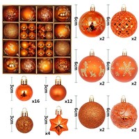 Ornamen Natal 44 Buah untuk Dalam & Luar Ruangan, Aneka Bola Hiasan Pohon Natal Berkilau, Kotak Hadiah, Dekorasi Natal