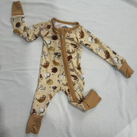 Pyjama de Noël personnalisé en bambou imprimé Joyeux Noël à manches longues avec fermeture éclair pour bébés filles – Combinaison en bambou