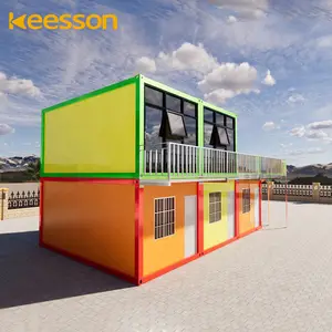 Keeson أفضل منزل حاوية قابلة للفصل بطل مخصص مقصورة خشبية مزدوجة واسعة رخيصة اثنين من قصة وحدات منزل صغير