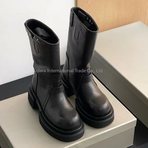 Botas de Plataforma con Cordones y Cremallera Lateral Unisex de Diseñador, Botines Casuales de Alta Calidad para Parejas, Negros, Modernos, para Calle, Invierno y Verano, de Acero - Product Image 5