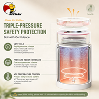 Bouilloire électrique portable BEEMAN, chauffe-eau de voyage avec affichage intelligent de la température, ébullition rapide, maintien au chaud, acier inoxydable 304, OEM