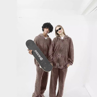 Veste à capuche à fermeture éclair personnalisée sweats en coton éponge française vierge fermeture éclair complète Vintage lavage à l'acide sweats à capuche pour hommes