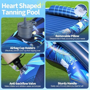 Cama Flotante Doble Inflable con Estampado <span class=keywords><strong>Tropical</strong></span>, Tumbona Flotante con Portavasos y Respaldo para <span class=keywords><strong>Piscina</strong></span> Js-102 - Product Image 6